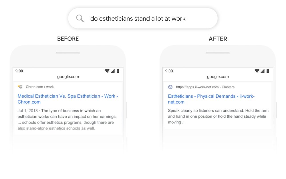 Google BERT example search result