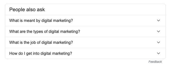 digital marketing, people also asked for