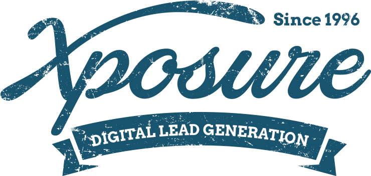 blue xposure logo with digital lead generation strapline